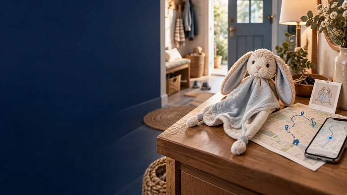 Doudou perdu avec itinéraire, téléphone et fiche de recherche