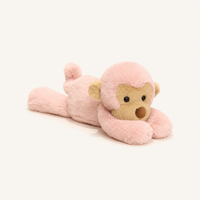 Peluche singe rose de 40 cm vue de face et trois-quarts sur fond ivoire