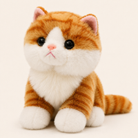 Détail du visage et des rayures du chat en peluche orange tigré