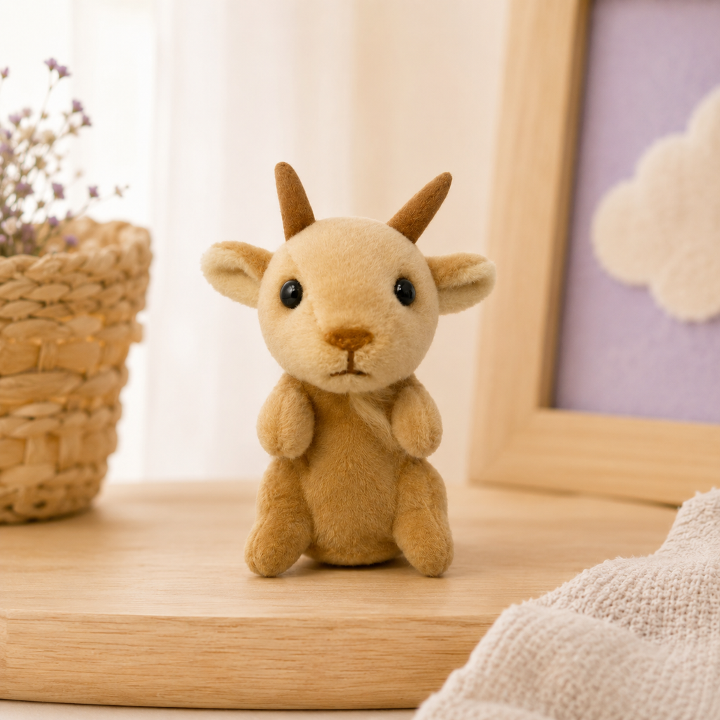 Marionnette chèvre en décor de chambre