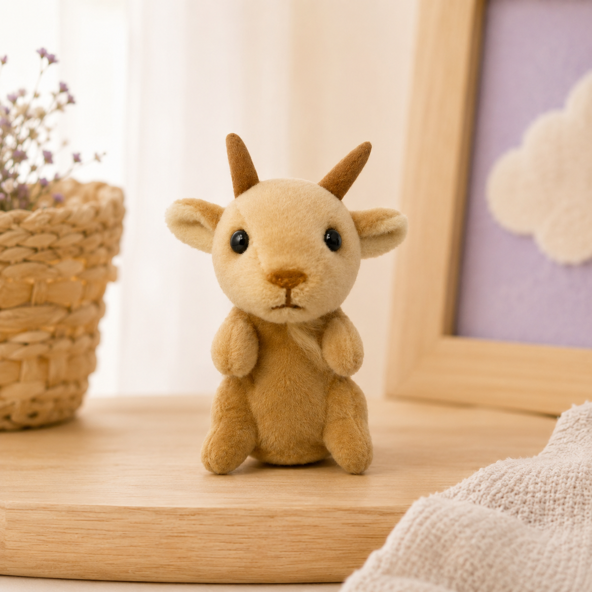 Marionnette chèvre en décor de chambre