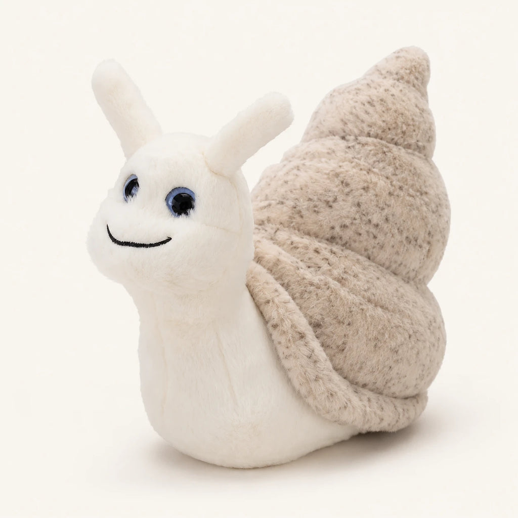 Coussin Peluche Escargot Blanc Beige