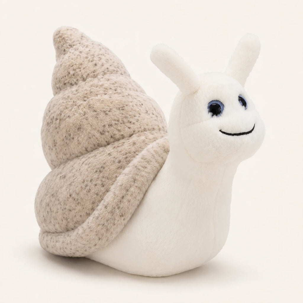 Coussin Peluche Escargot Blanc Beige