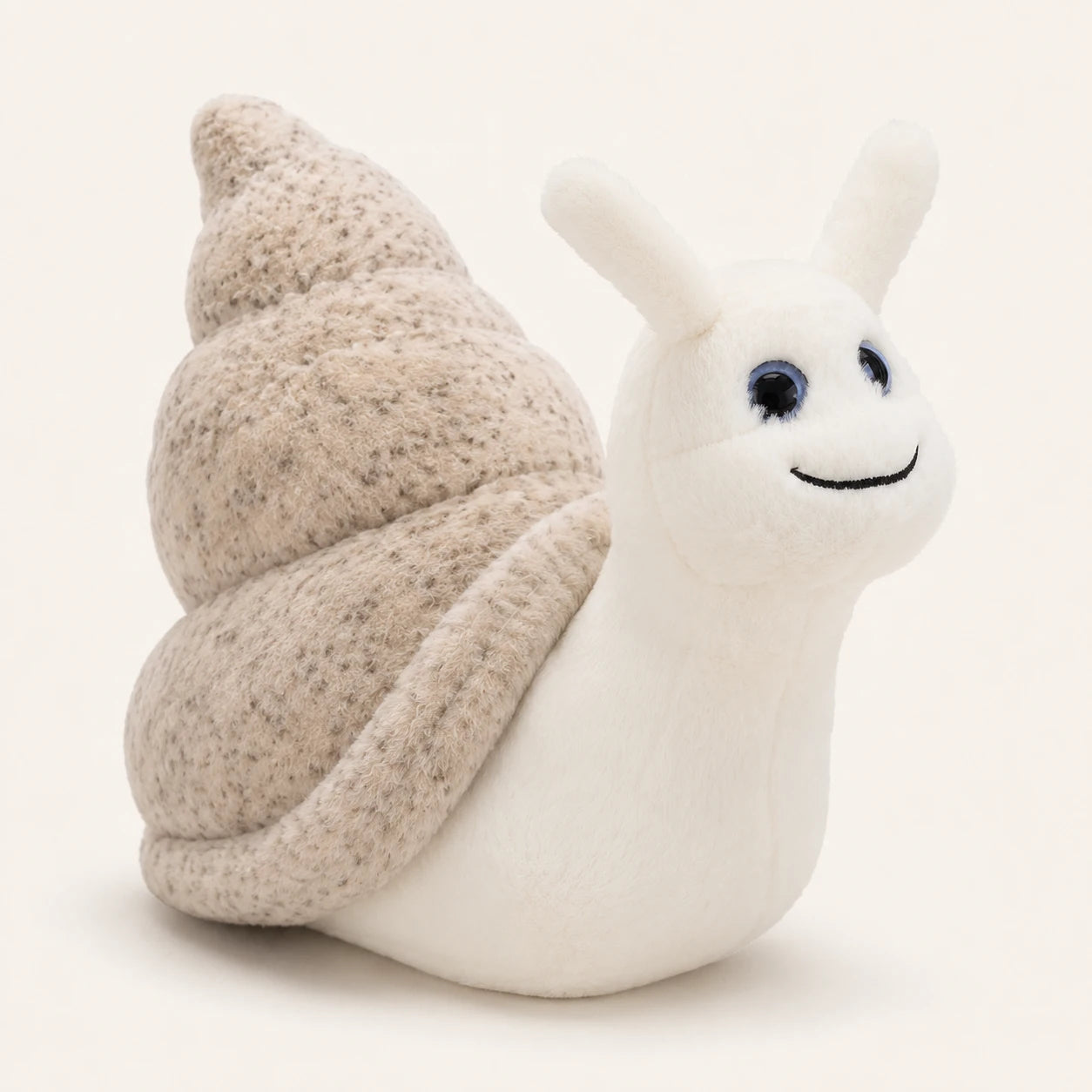 Coussin Peluche Escargot Blanc Beige