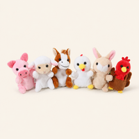 Set de 6 marionnettes à doigt peluche animaux de la ferme, environ 9 cm chacune