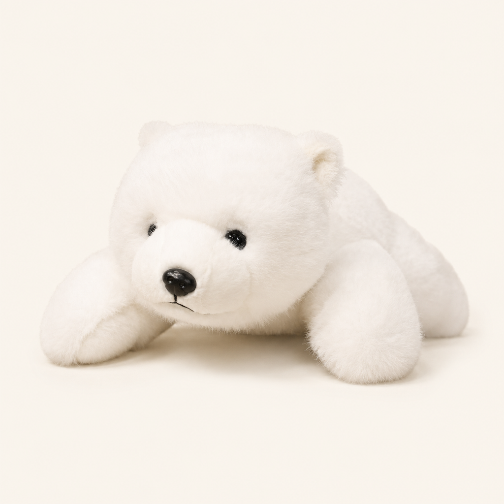 Coussin peluche ours polaire couché - Royaume Peluche
