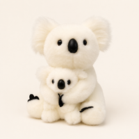 Peluche koala blanche maman et bébé environ 28 cm, fond ivoire