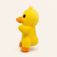 Marionnette à doigt peluche canard jaune vue de profil