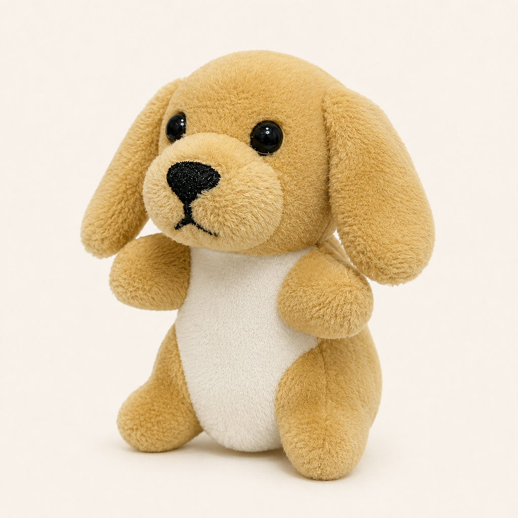 Marionnette à doigt peluche chien, autre angle