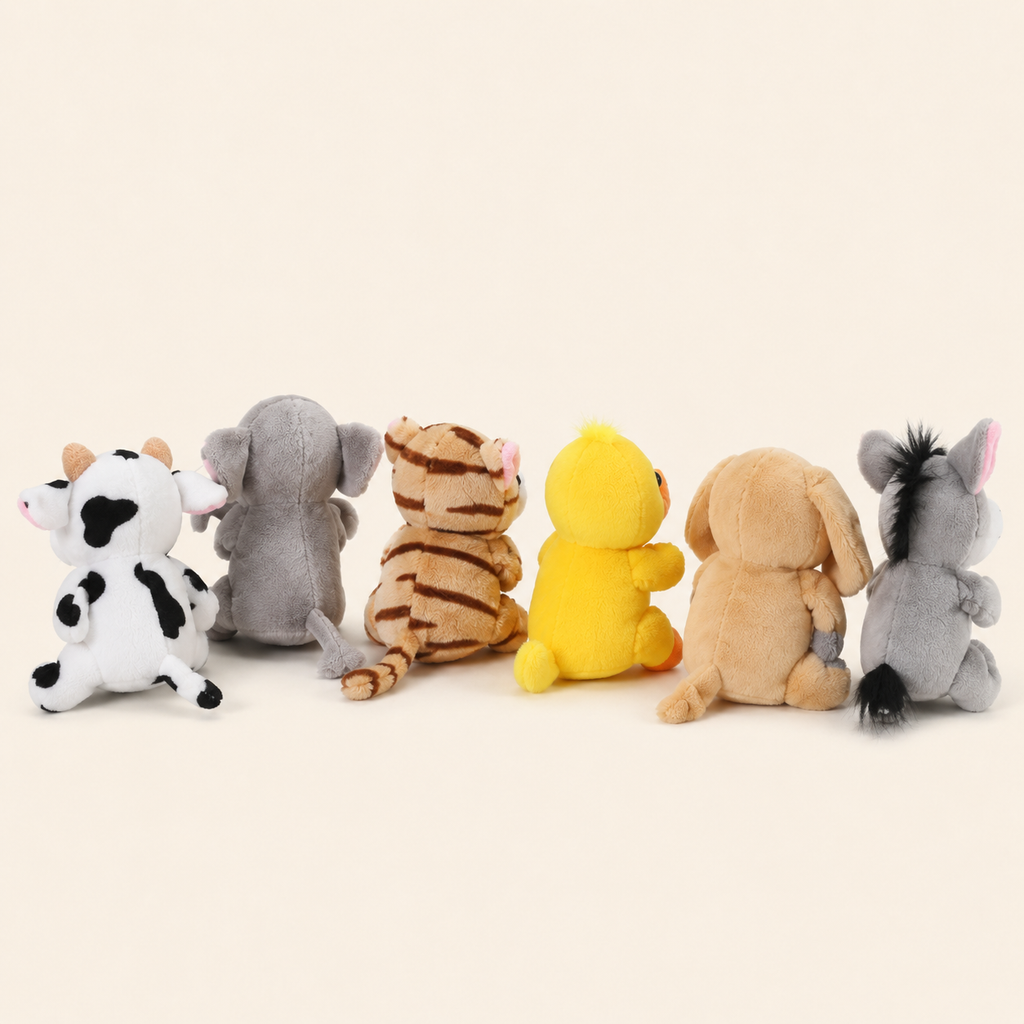 Set de marionnettes à doigt peluche vu de dos