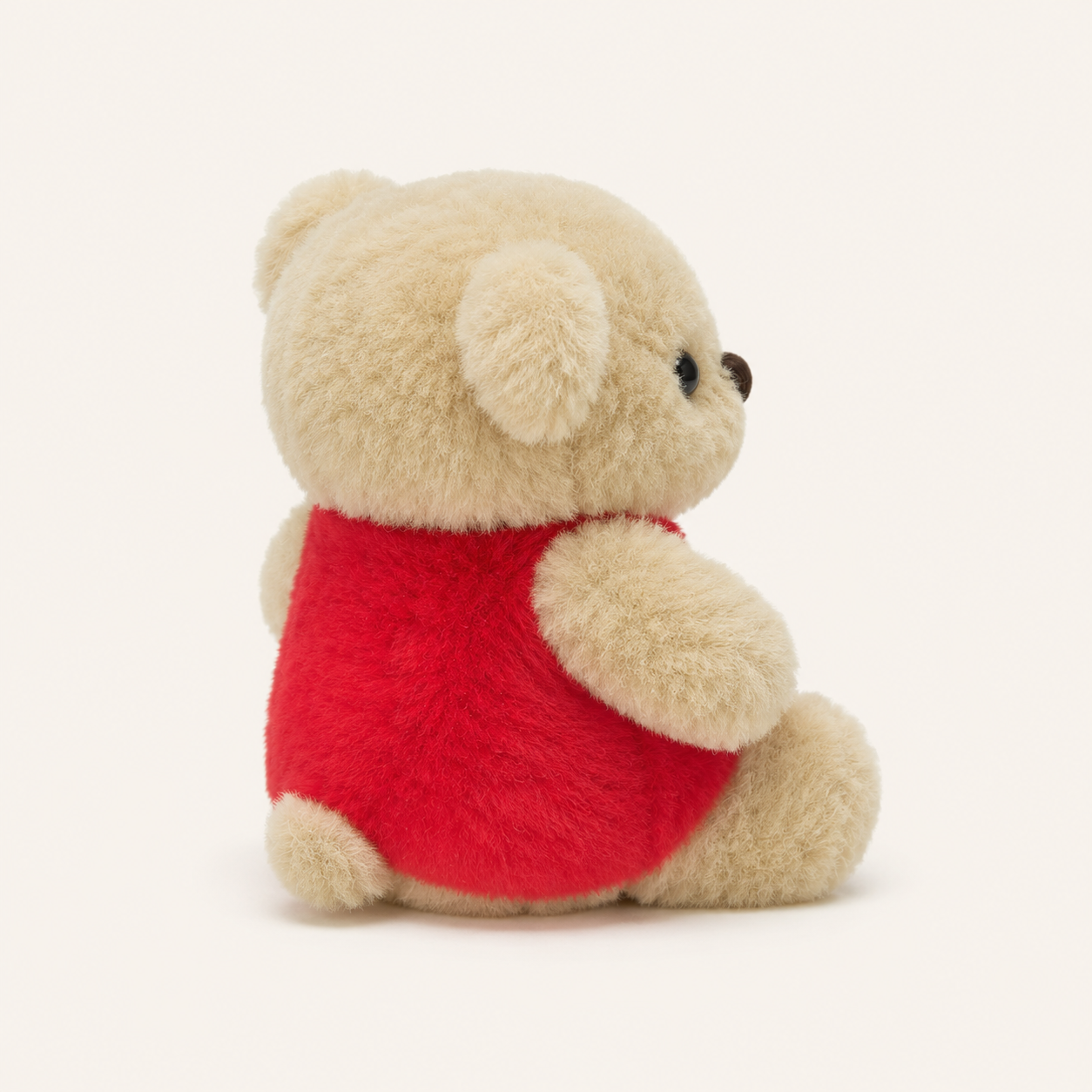 Peluche ours crème cœur rouge, autre angle - Royaume Peluche