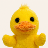Détail visage marionnette canard jaune