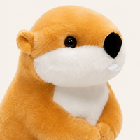 Détail du visage de la peluche marmotte