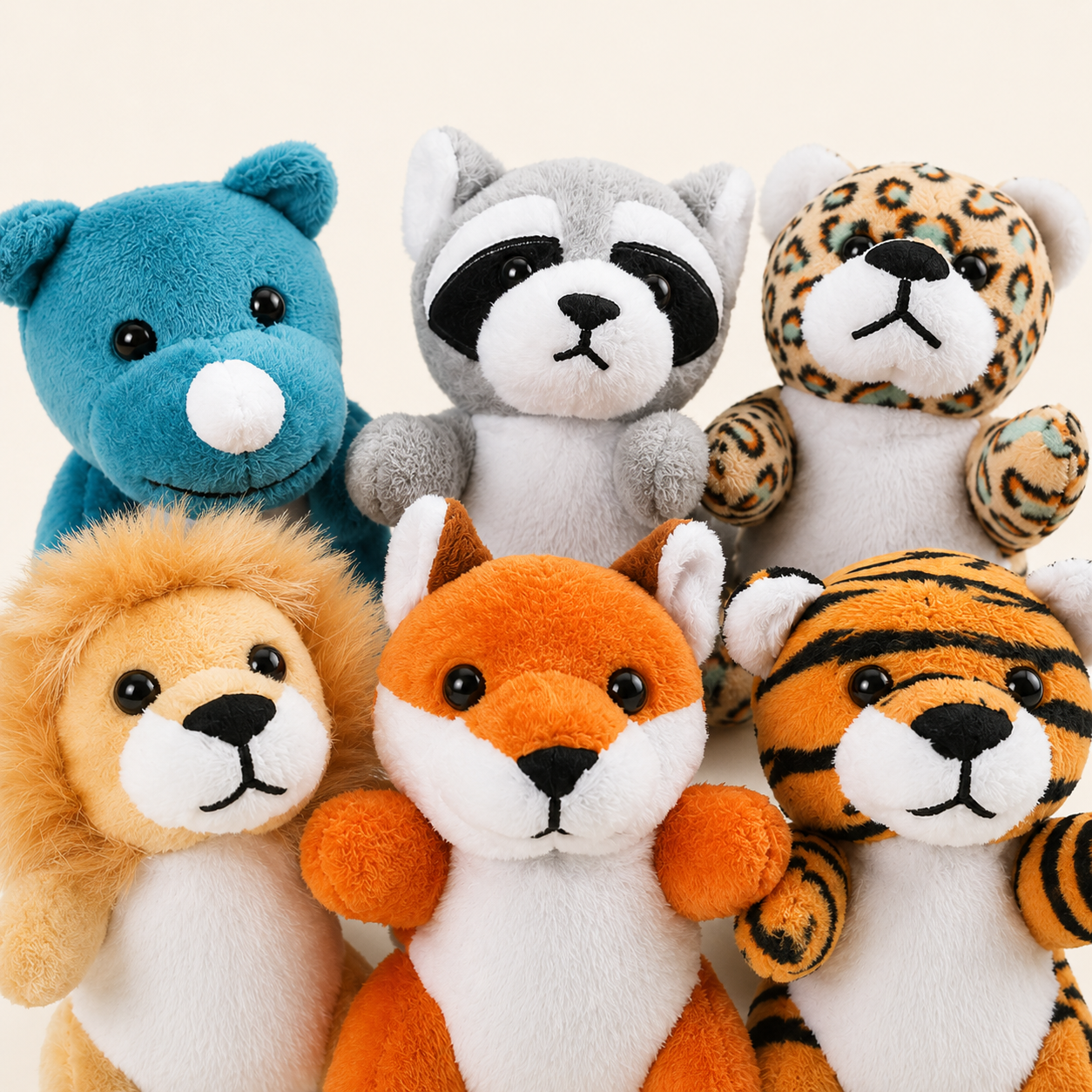Détail des marionnettes à doigt peluche animaux