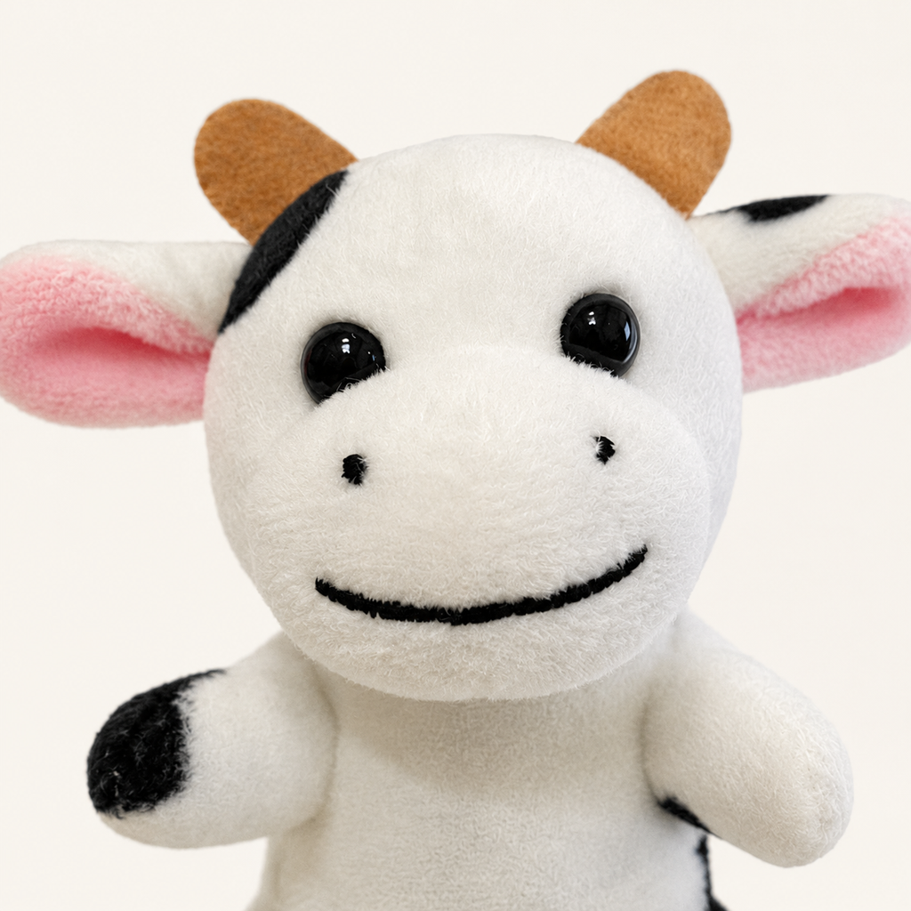 Gros plan sur le visage de la vache peluche