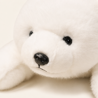 Coussin peluche ours polaire, gros plan visage - Royaume Peluche