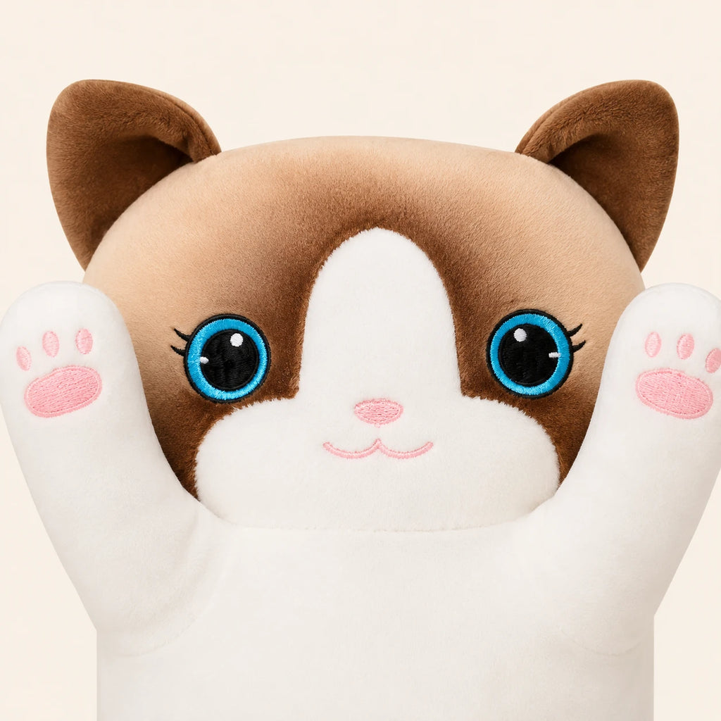 Gros plan sur le visage du coussin peluche chat