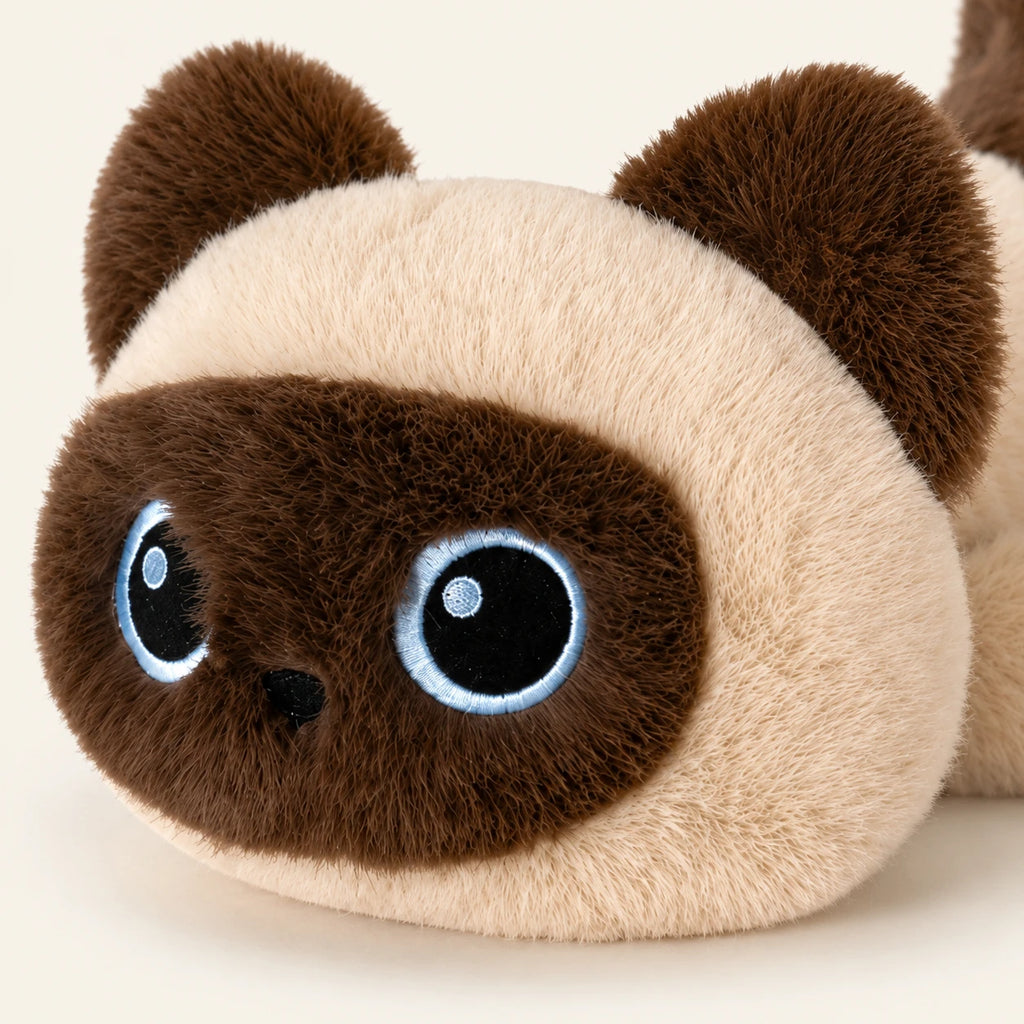 Gros plan sur le visage de la peluche chaton siamois