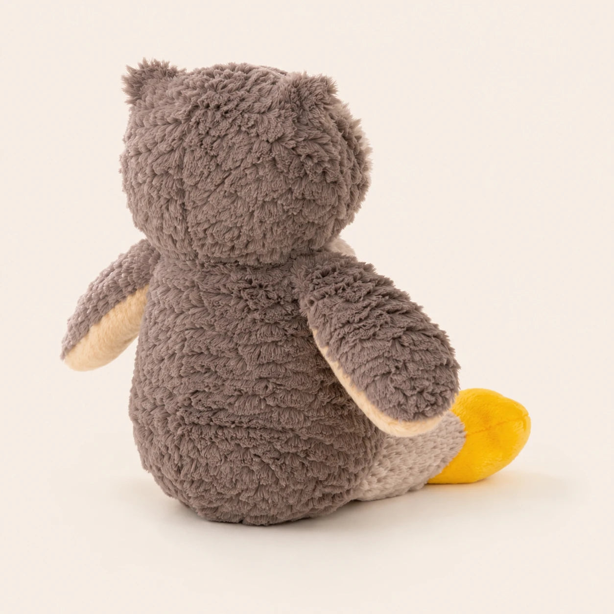 Peluche hibou vue de dos, détails des ailes et de la texture