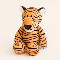 Peluche tigre rayé assise, vue principale, fond ivoire