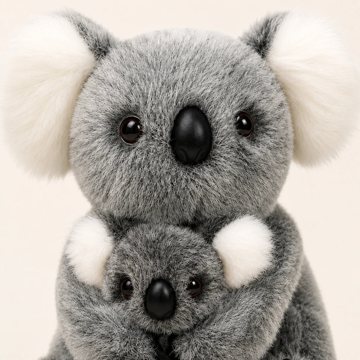 Gros plan sur le visage de la peluche koala et son bébé