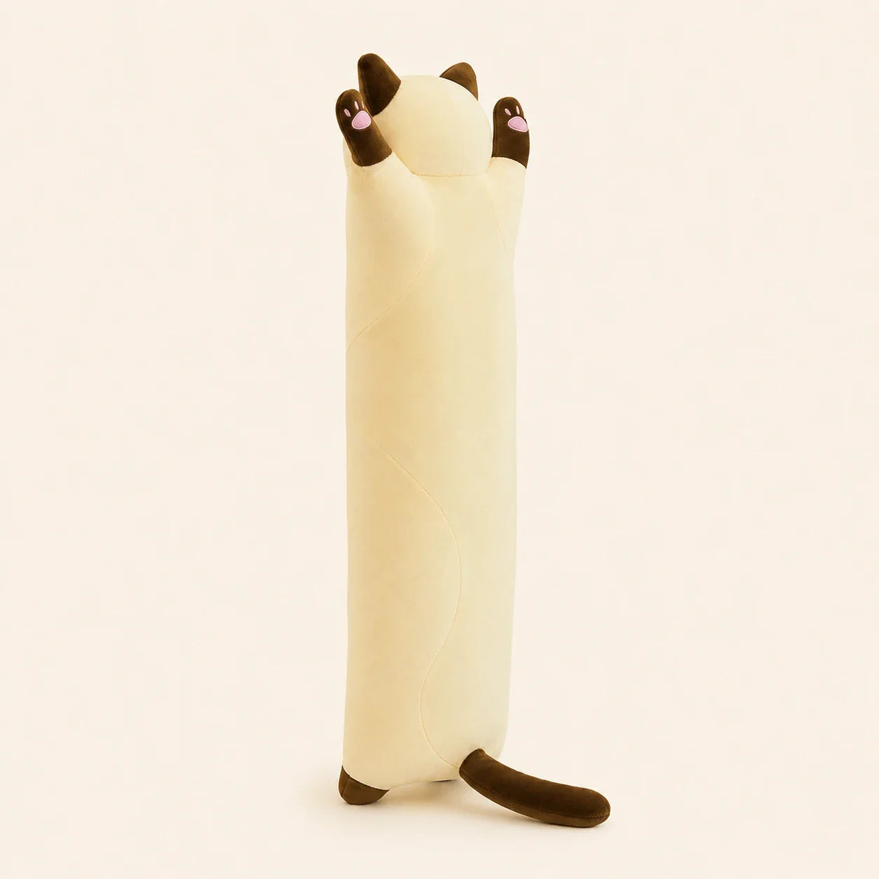 Coussin peluche chat jaune autre angle