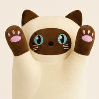 Coussin peluche chat jaune detail