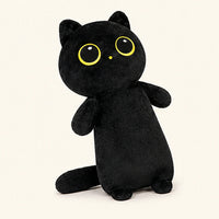 Peluche coussin chat noir - vue de face