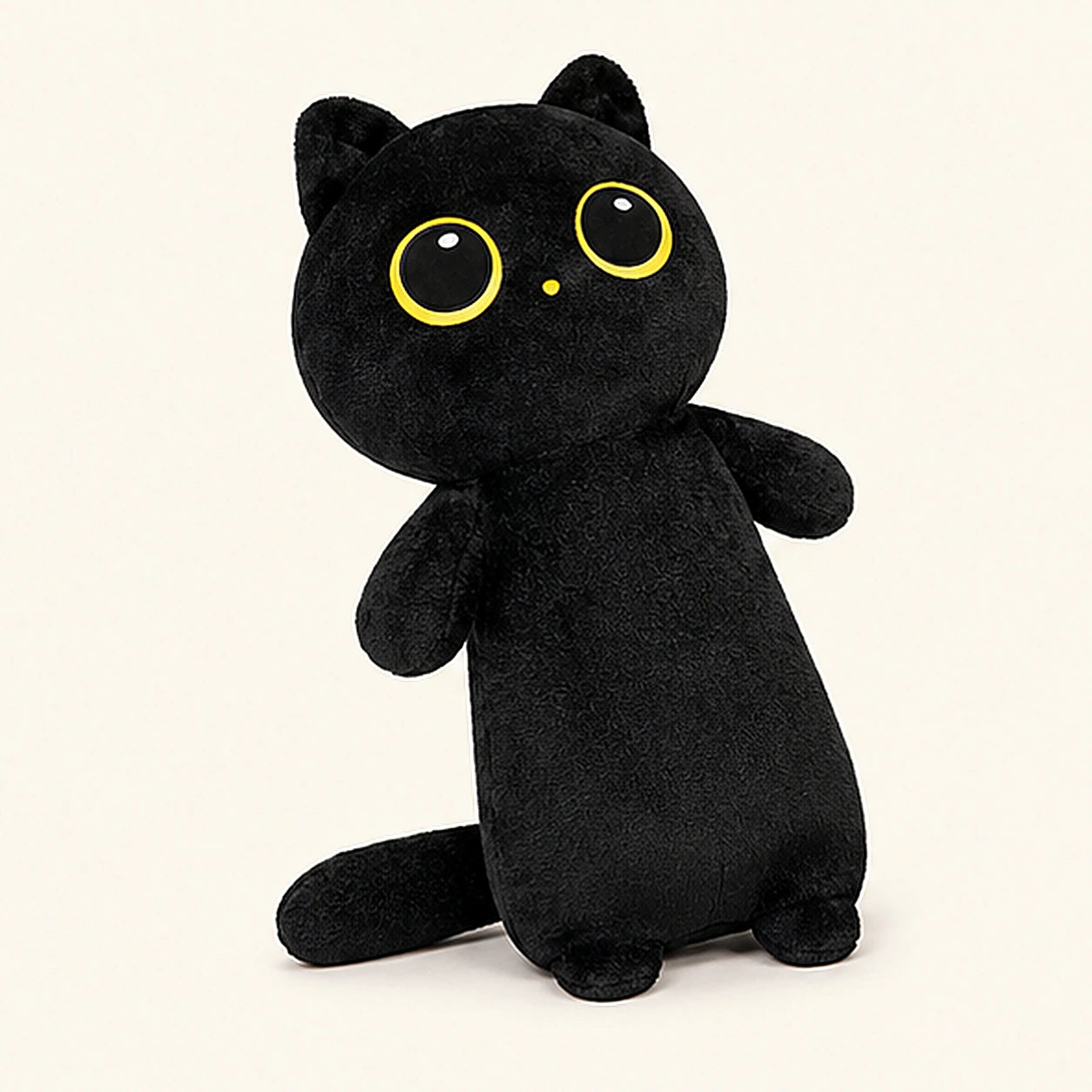 Peluche coussin chat noir - vue de face