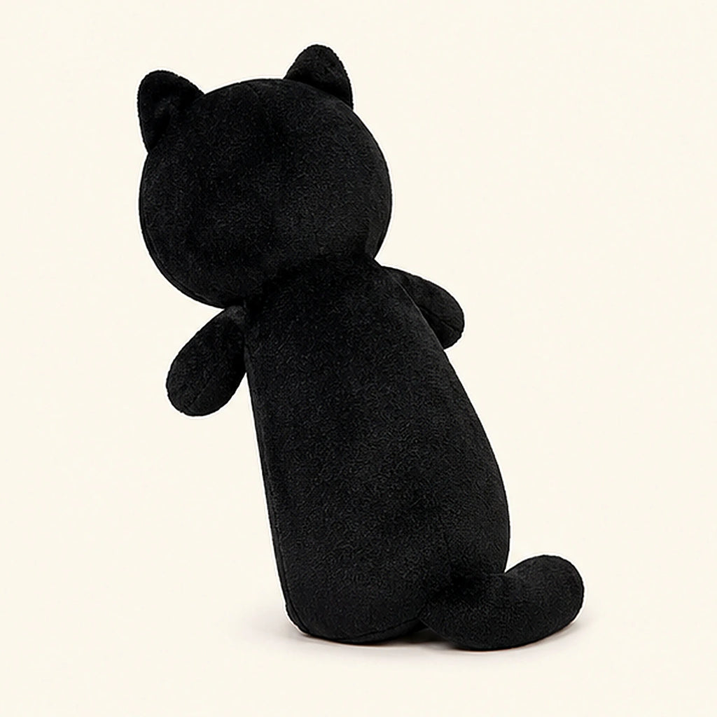 Peluche coussin chat noir - vue dos ou profil