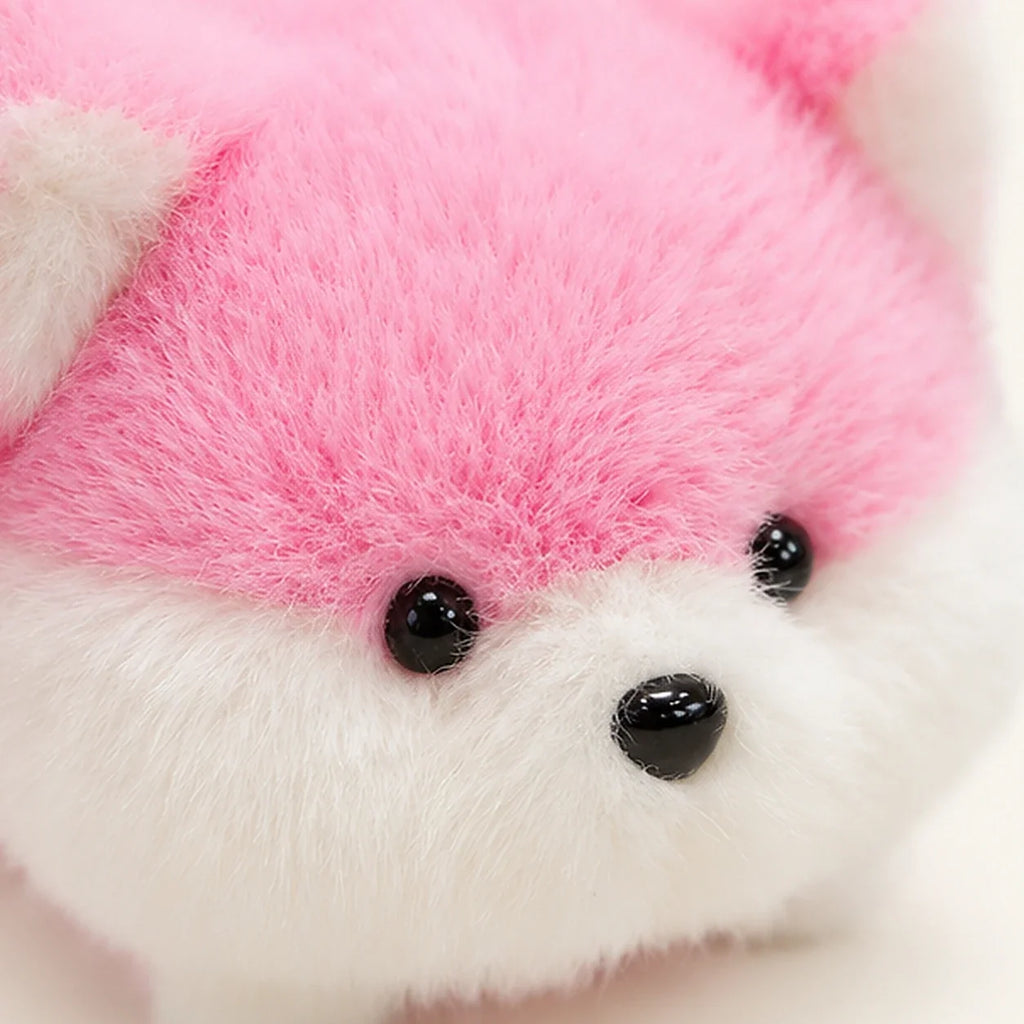 Peluche renard rose 16 cm - détail visage