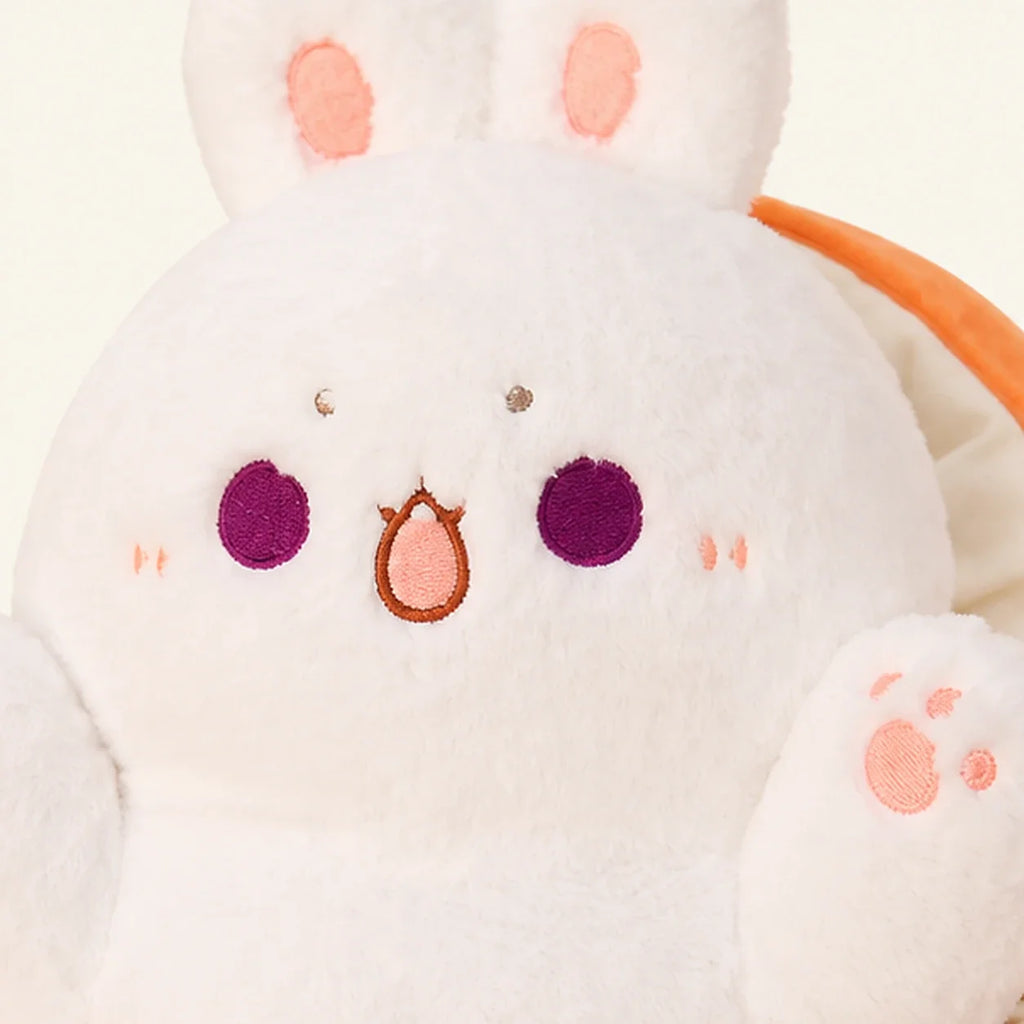 Peluche carotte lapin 30-80 cm - détail visage