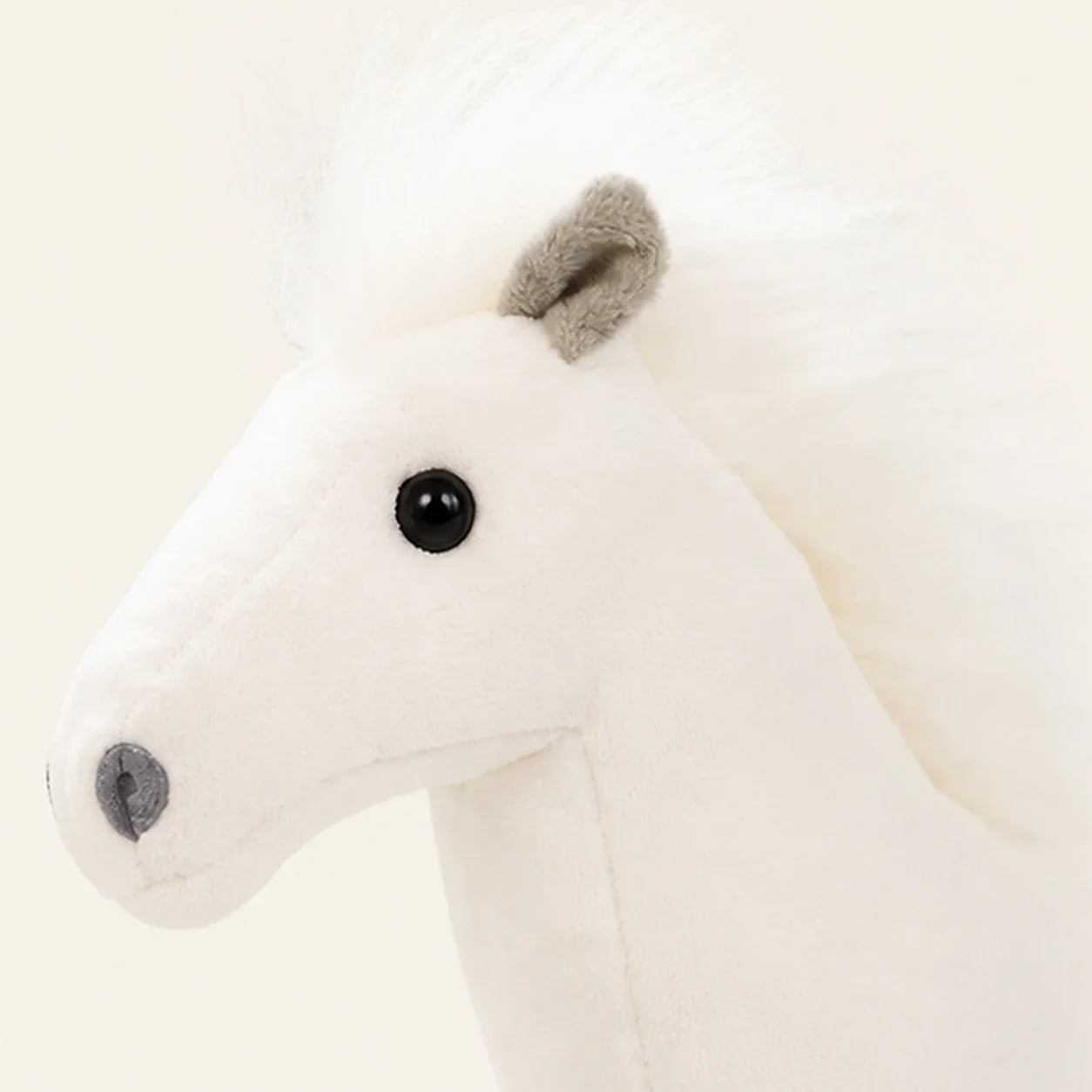 Peluche cheval blanc 32 cm - détail visage