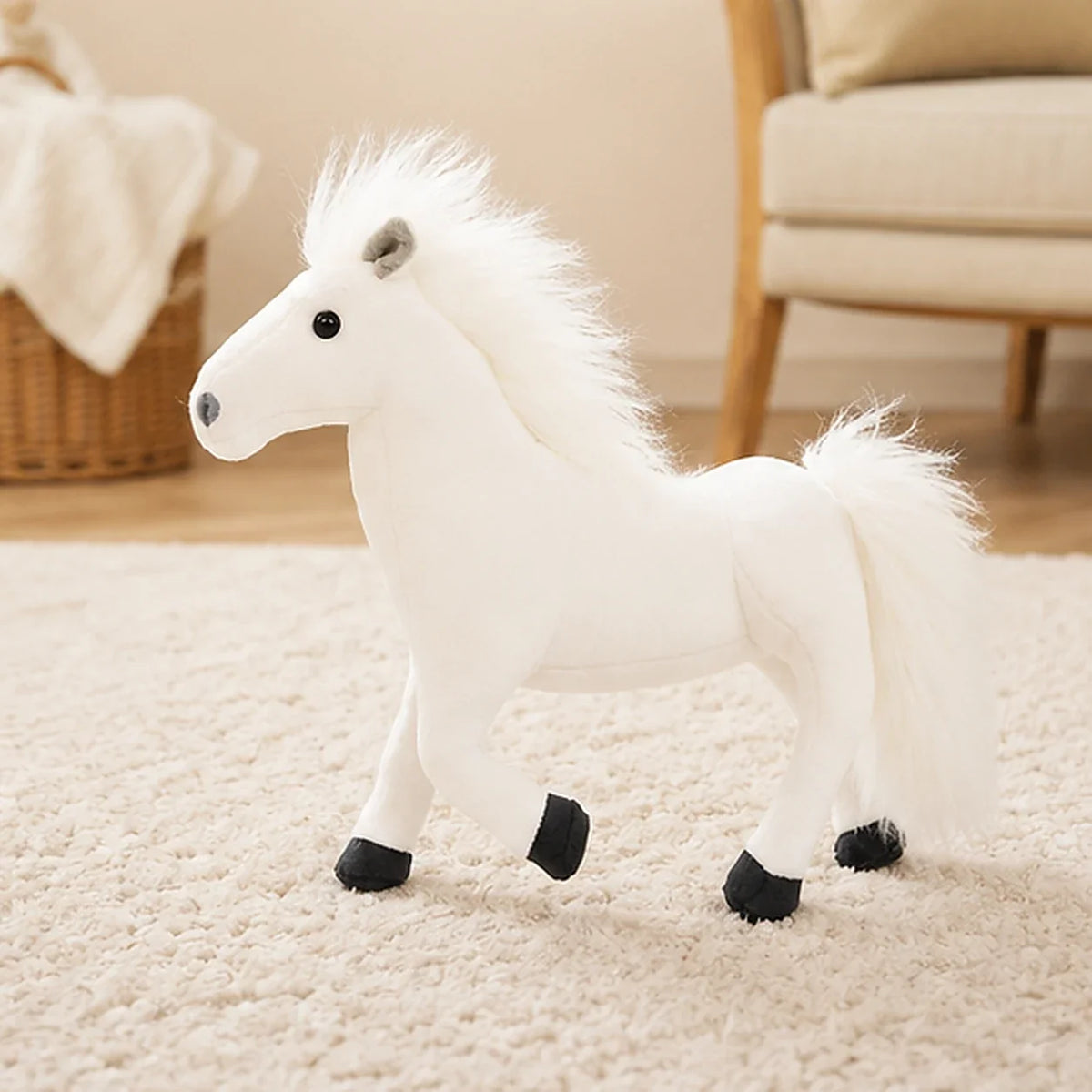 Peluche cheval blanc 32 cm - mise en situation