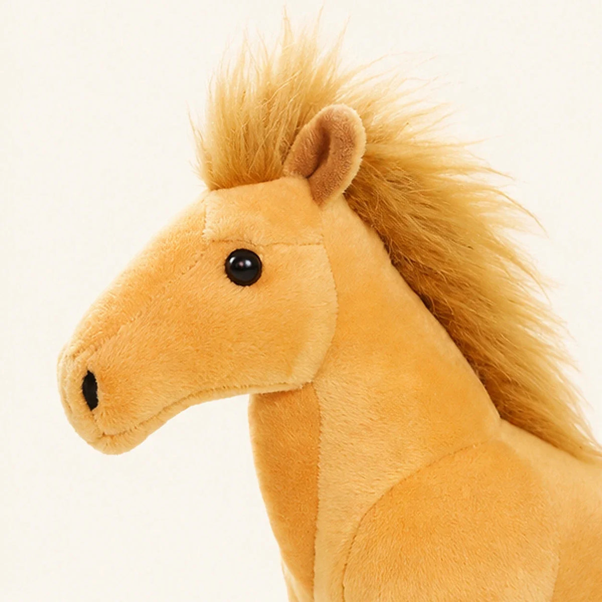 Peluche cheval brun clair 32 cm - détail visage