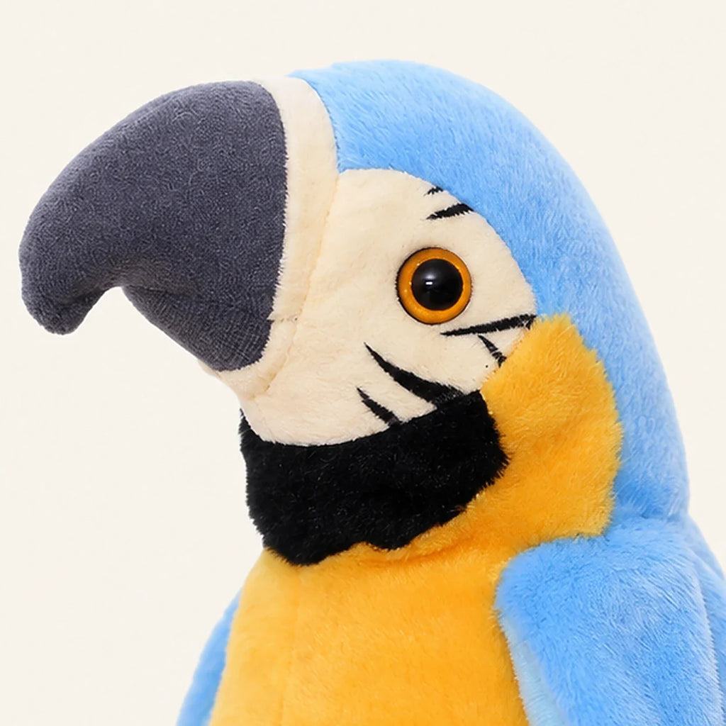 Peluche perroquet bleu 20-25 cm - détail texture