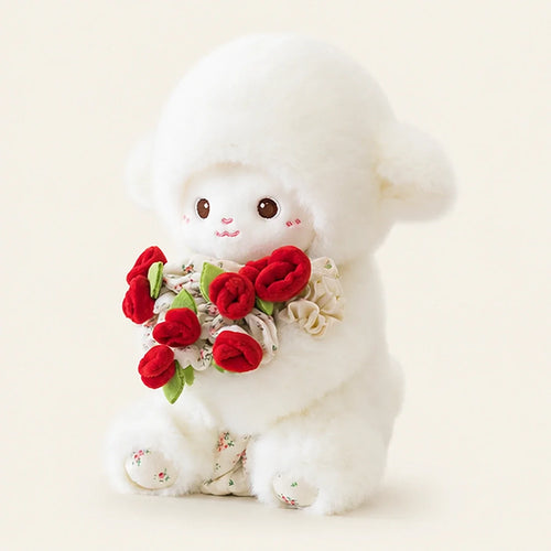 Peluche mouton avec roses 25-30 cm - autre angle