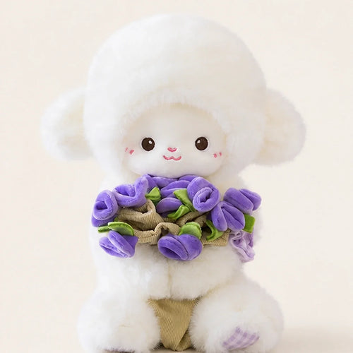Peluche mouton avec fleurs violettes 25-30 cm - photo principale