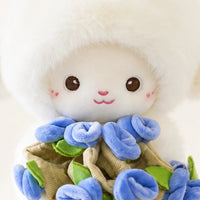 Peluche mouton avec fleurs bleues 25-30 cm - détail texture