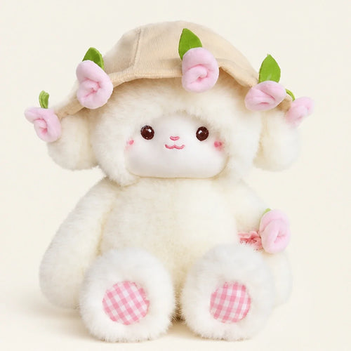 Peluche mouton fleurs roses 25-30 cm - photo principale