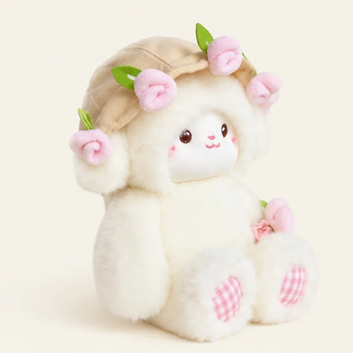 Peluche mouton fleurs roses 25-30 cm - autre angle