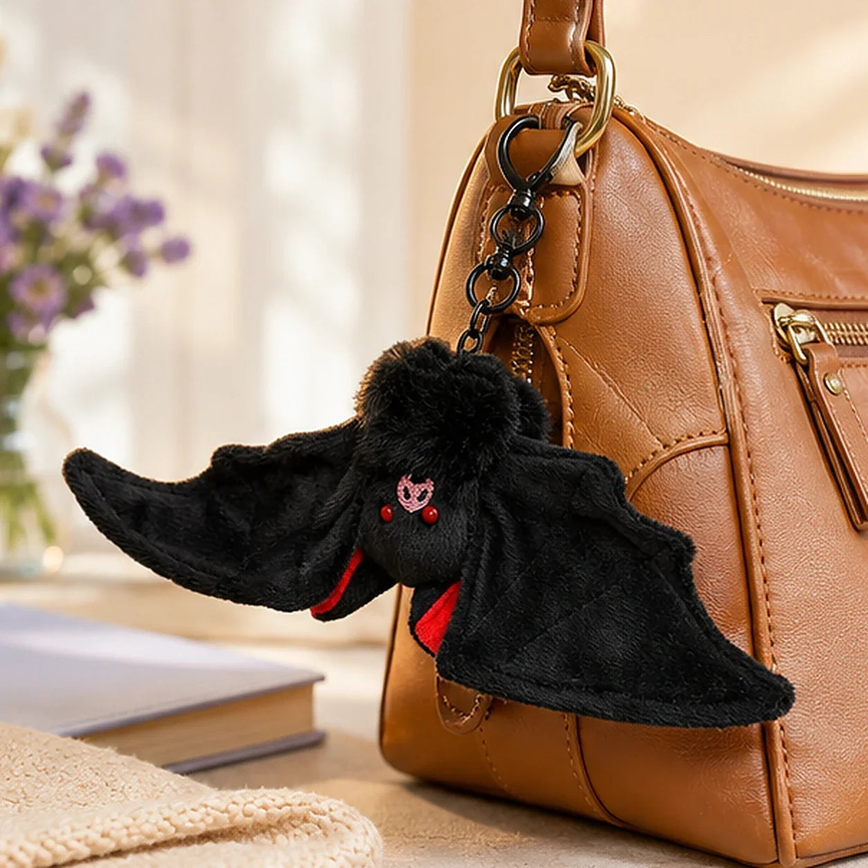 Peluche chauve-souris gothique porte-clé - mise en situation
