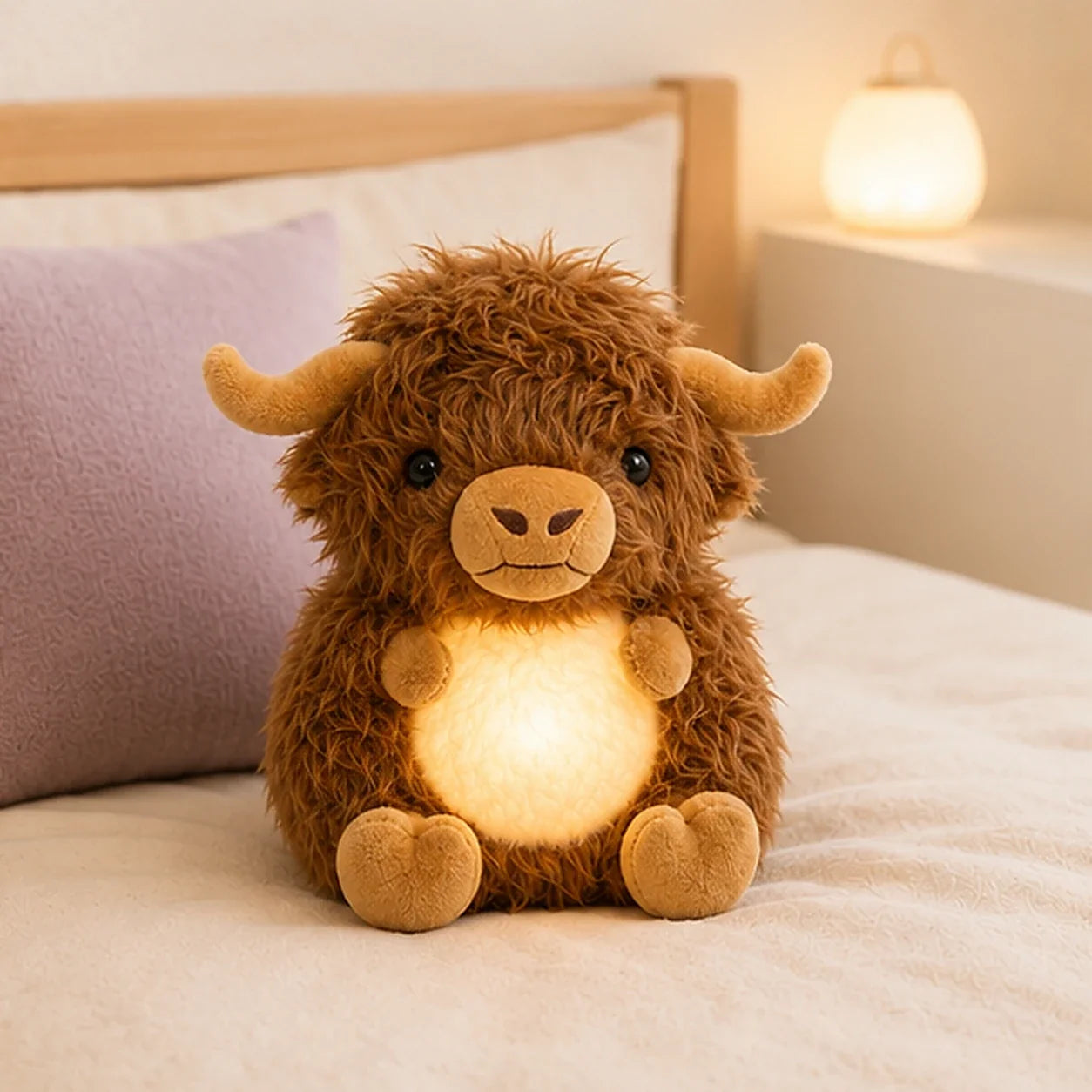 Peluche vache Highland veilleuse - mise en situation