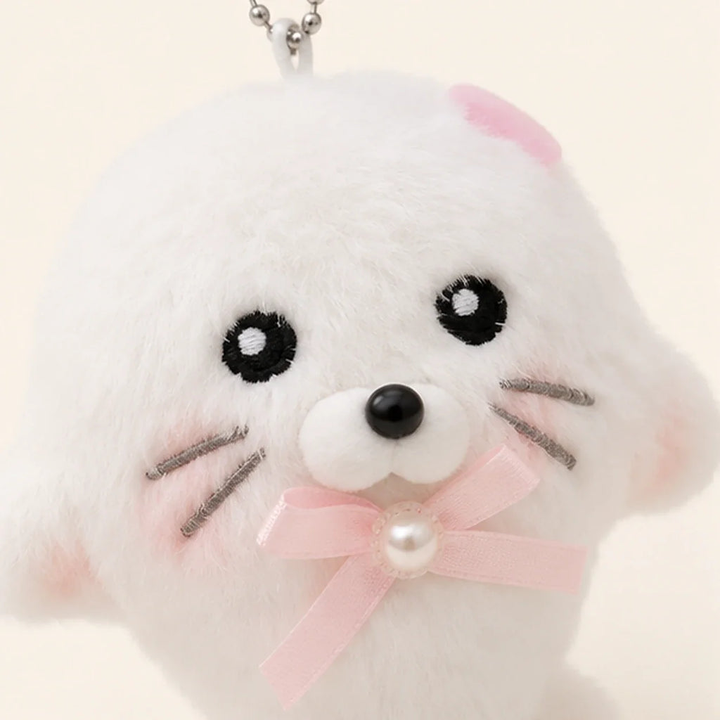 Peluche phoque porte-clé avec nœud - détail