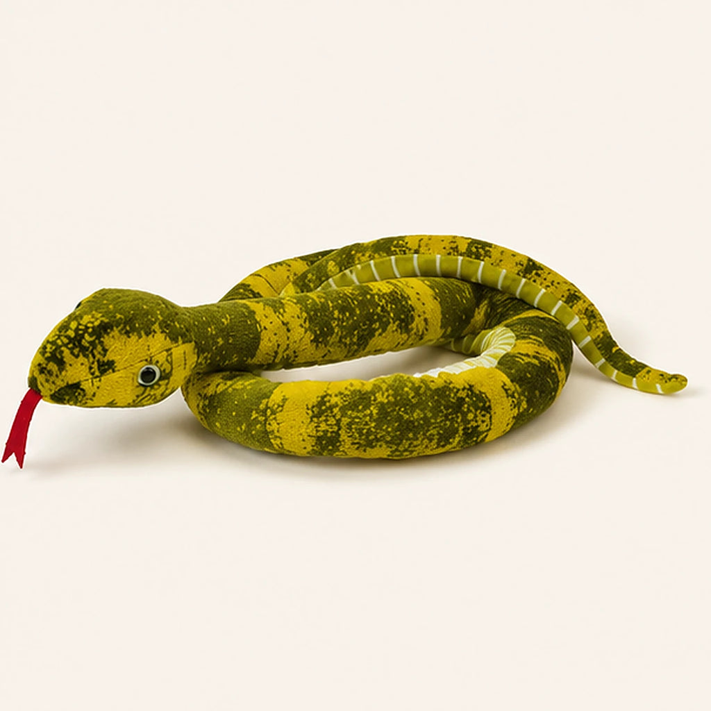 Serpent en peluche vert foncé — autre angle