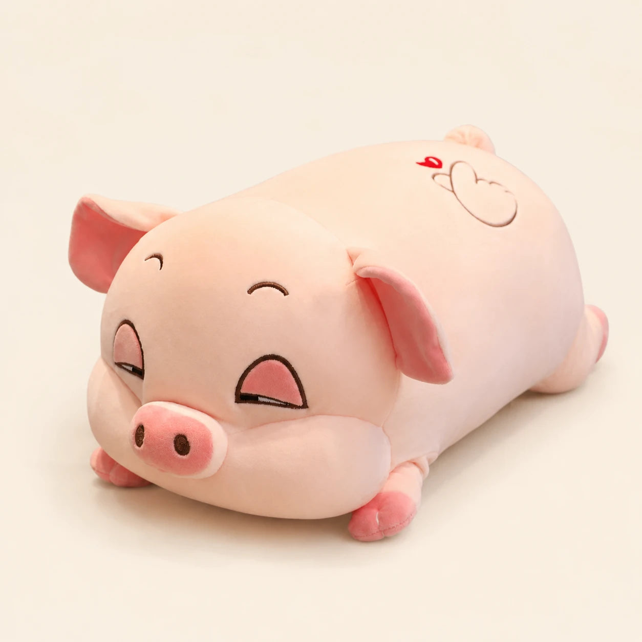 Peluche cochon dodu rose ultra douce, vue principale sur fond ivoire