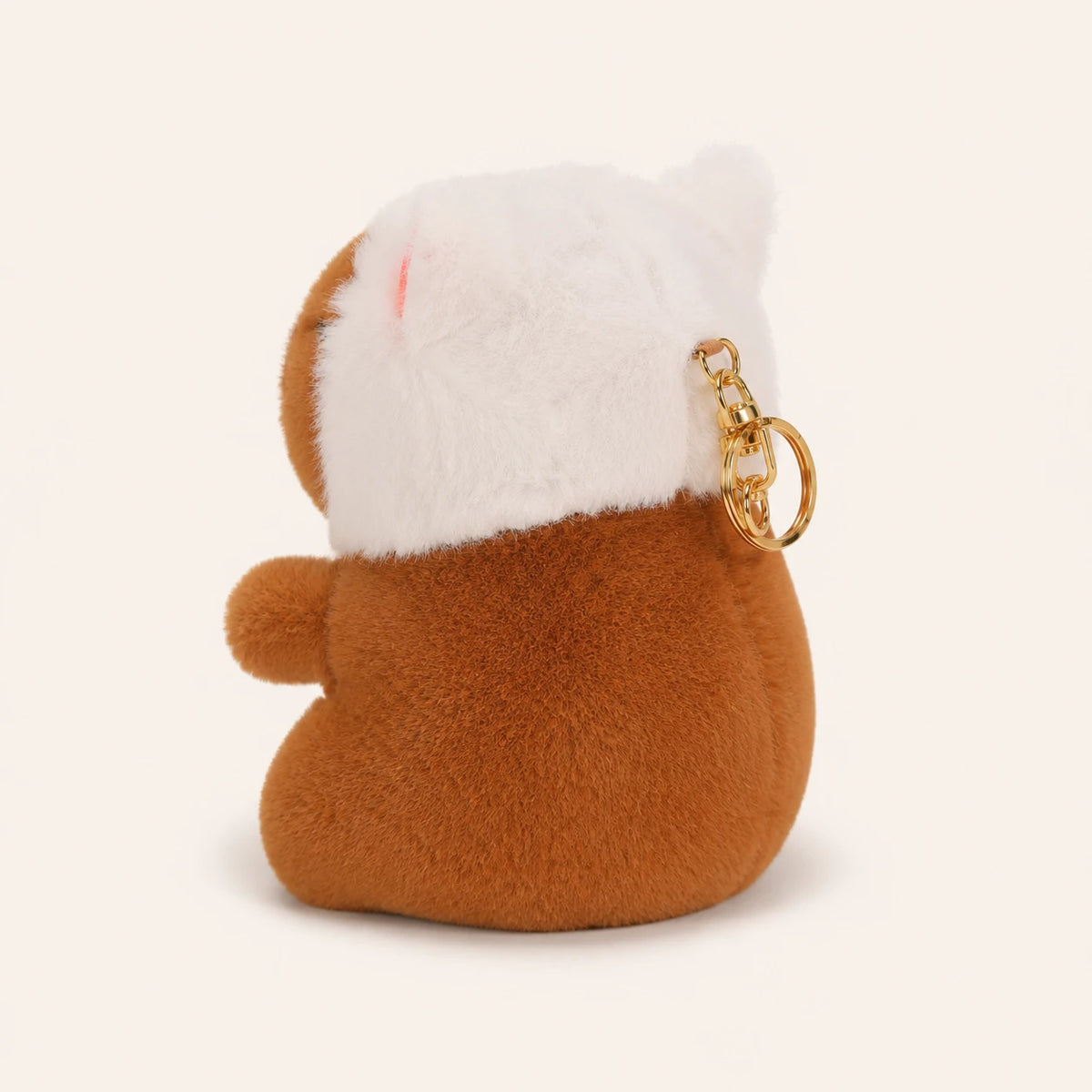 Peluche capybara chat, vue de profil trois-quarts - Royaume Peluche