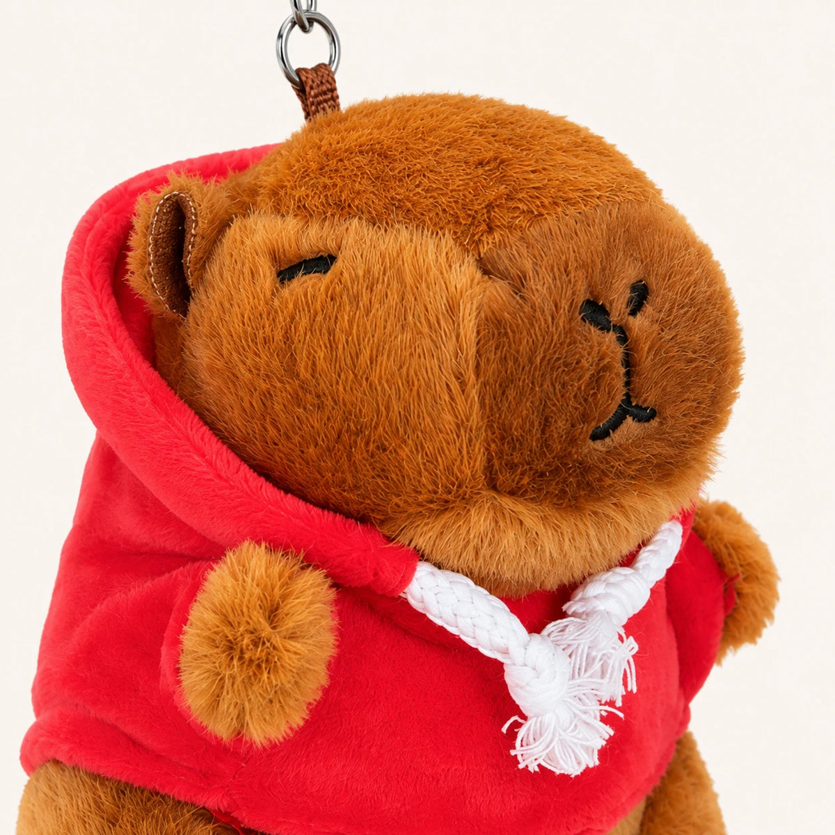 Gros plan visage et texture de la peluche capybara