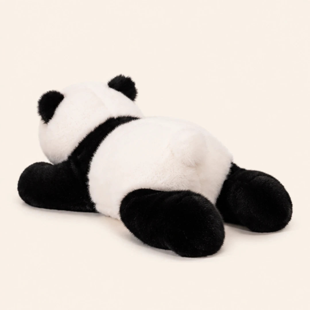 Peluche panda, vue de dos sur fond ivoire