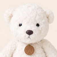 Peluche ours blanc longues pattes 35 cm, gros plan sur le visage
